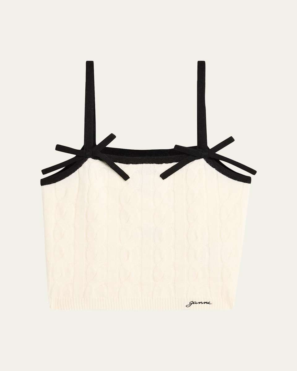 Cashmere Mix Bow Strap Top